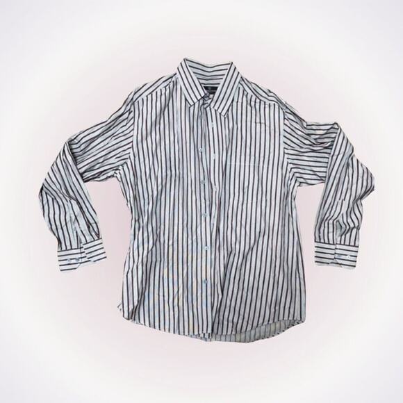 Bugatchi Gray and Red Striped Button-Front Shirt | Sz XL - Picture 1 of 5